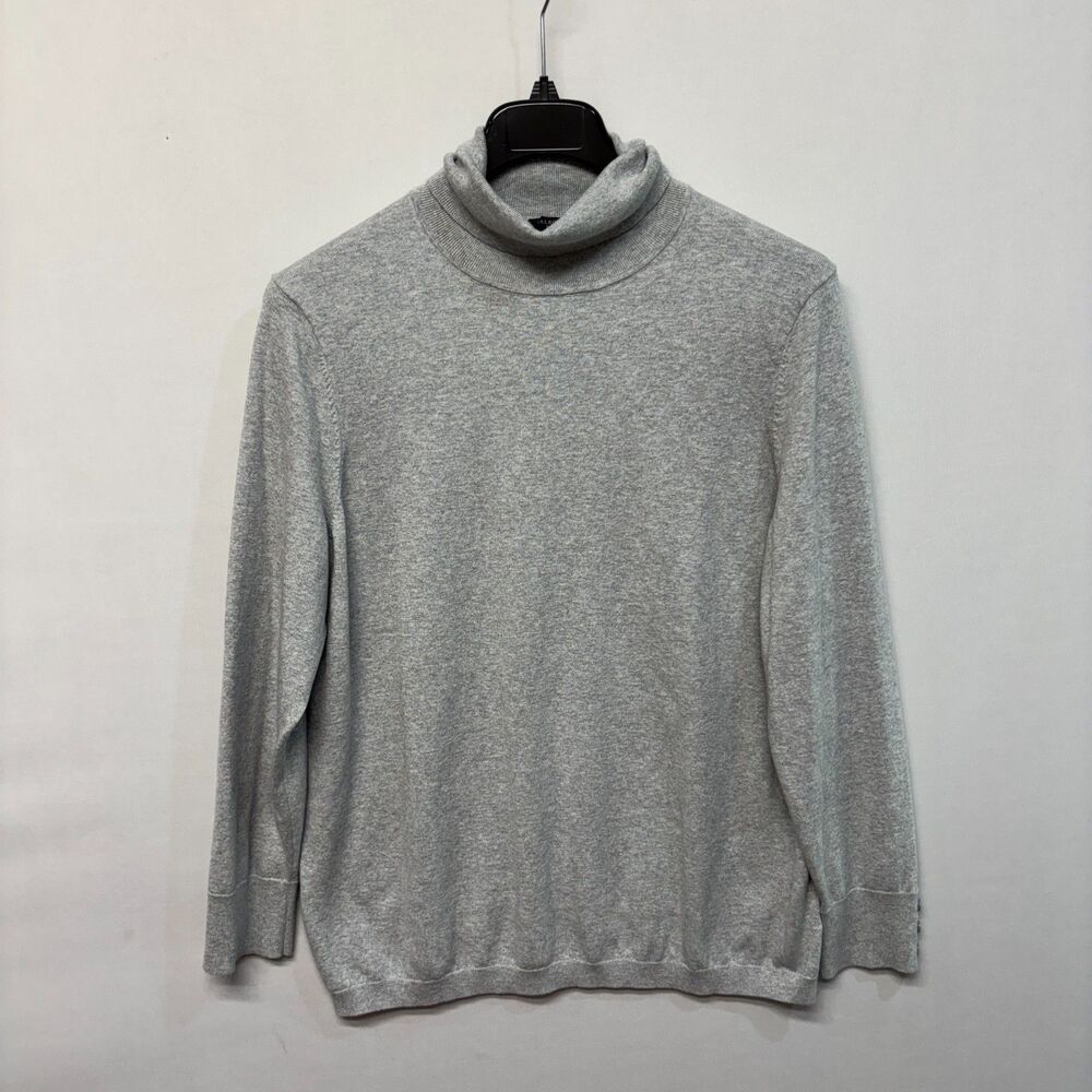 Talbots Women Turtleneck Sweater Size 2X Cotton Modal Gray C036 -1